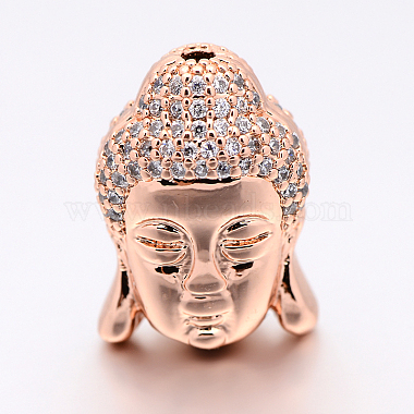 CZ Brass Micro Pave Grade AAA Cubic Zirconia 3D Buddha Head Beads(ZIRC-L012-03-NR)-2