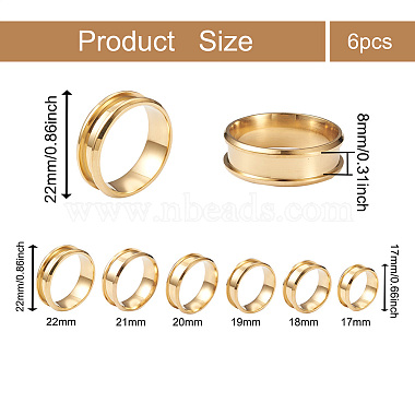 6Pcs 6 Sizes Stainless Steel Grooved Finger Ring Settings(STAS-YS0001-18G)-3