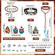 Elite Imitation Leather Oval & Teardrop Finger Rings & Multi-strand Bracelet & Dangle Earrings & Lariat Necklace with Synthetic Turquoise(SJEW-PH0001-12)-2