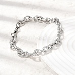 201 Stainless Steel Cable Chain Bracelets, Oval, Stainless Steel Color, 8.27 inch(21cm)(STAS-T077-14P)