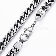 304 Stainless Steel Wheat Chain Necklaces, with Lobster Claw Clasps, Faceted, Antique Silver, 24.41 inch(62cm)(NJEW-H470-01AS)