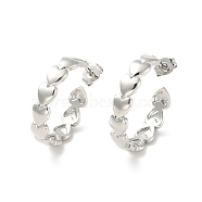 Rack Plating Brass Heart Wrap Stud Earrings, Half Hoop Earrings for Women, Cadmium Free & Lead Free, Platinum, 22x5mm, Pin: 0.8mm(EJEW-I268-06P)
