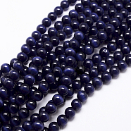 Cat Eye Beads, Round, Dark Blue, 10mm, Hole: 0.8mm, about 39pcs/strand, 15 inch(X-CER10mm26)