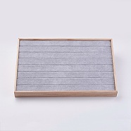 Cuboid Wood Ring Displays, Covered with Velvet, Light Grey, 35x24x3.1cm(RDIS-K002-01)
