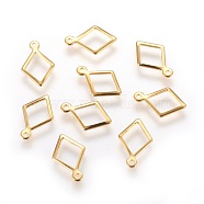 304 Stainless Steel Charms, Rhombus, Golden, 14x9x1mm, Hole: 1mm(STAS-P227-24G)