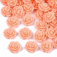 Opaque Resin Cabochons, Flower, Orange, 10x4mm(X-CRES-B342-A70)