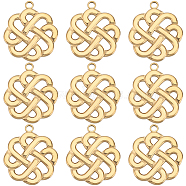 Beebeecraft 10Pcs Ion Plating(IP) 201 Stainless Steel Pendants, Flower Charms, Real 18K Gold Plated, 29x25x2.5mm, Hole: 2.5mm(STAS-BBC0003-12)