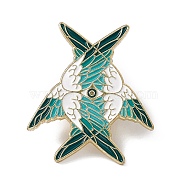 Eye of Horus with Wings Enamel Pin, Light Gold Alloy Brooch for Backpack Clothes, Turquoise, 30x26.5x2mm, Pin: 1.3mm(JEWB-A005-15)