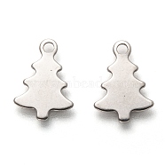 Christmas 201 Stainless Steel Charms, Laser Cut, Christmas Tree, Stainless Steel Color, 12x8.5x0.5mm, Hole: 1.4mm(STAS-C017-03A-P)