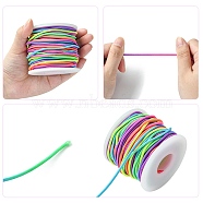 25M Segment Dyed Round Elastic Cord, Rainbow Color Elastic Cord for Jewelry Making, Colorful, 2.5mm(EW-YW0001-13)