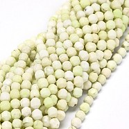 Natural Lemon Turquoise Beads Strands, Faceted, Bicone, Double Terminated Point Prism Beads, 5~6x6mm, Hole: 0.7mm, about 67pcs/strand, 15.35 inch(39cm)(G-O201C-06)