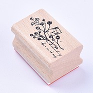 Wooden Stamps, Rectangle with Idesia Polycarpa, BurlyWood, 40x27x25mm(AJEW-WH0085-A03)