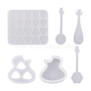 Fashewelry Guitar Pick Storage Box Silicone Molds, with 304 Stainless Steel Jump Rings, Iron Split Key Rings, Tassel Pendant, Resin Epoxy Mold Cabochons, White, 148x49x4.5mm, Hole: 2mm(DIY-FW0001-06)