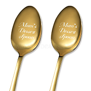 Stainless Steel Spoons Set, with Packing Box, Word, Golden Color, Heart Pattern, 182x43mm, 2pcs/set(AJEW-WH0253-016)