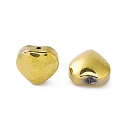 Electroplate Glass Bead, Golden Plated, Heart, Gainsboro, 10x10x5mm, Hole: 1mm(EGLA-H102-08T)