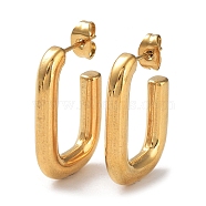 Ion Plating(IP) 304 Stainless Steel Rectangle Ear Studs for Women, Real 18K Gold Plated, 26x4mm(EJEW-P234-04G)