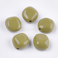 Opaque Acrylic Beads, Dark Khaki, 23x22x12.5mm, Hole: 3.5mm(X-MACR-T025-02B)
