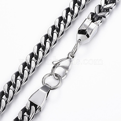 304 Stainless Steel Wheat Chain Necklaces, with Lobster Claw Clasps, Faceted, Antique Silver, 24.41 inch(62cm)(NJEW-H470-01AS)