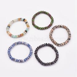 Natural & Synthetic Mixed Stone Stretch Bracelets, 2 inch(52mm)(BJEW-JB03067)
