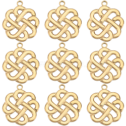 Beebeecraft 10Pcs Ion Plating(IP) 201 Stainless Steel Pendants, Flower Charms, Real 18K Gold Plated, 29x25x2.5mm, Hole: 2.5mm(STAS-BBC0003-12)