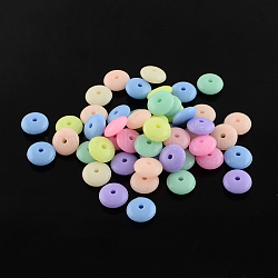 Donut Solid Color Opaque Acrylic Beads, Mixed Color, 10x4mm, Hole: 2mm, about 180pcs/50g(X-SACR-S037-M05-B)