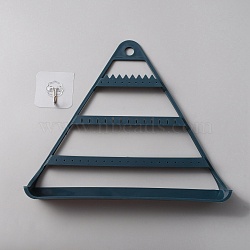 Triangle Plastic Jewelry Display Frame, with Command Hooks, for Earrings, Necklaces, Bracelets Storage, Prussian Blue, 25x28.8x5.3cm, about 2pcs/set(ODIS-WH0001-32A)