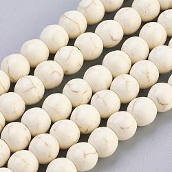 Synthetic Magnesite Beads Strands, about 8mm in diameter, hole: 0.8mm, about 50pcs/strandWhite, 8mm(X-TURQ-8D-011)