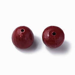 Opaque Acrylic Beads, Faceted, Teardrop, Dark Red, 15x14.5mm, Hole: 2mm, about 243pcs/500g(MACR-S373-10A-A01)
