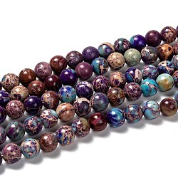 Natural Imperial Jasper Beads Strands, Dyed, Round, Blue Violet, 8mm, Hole: 1mm, about 48pcs/strand, 15.5 inch.(X-G-I122-8mm-15)