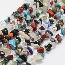 Natural Gemstone Beads Strands, chip, Mixed Color, 3~5x7~13x2~4mm, Hole: 0.4mm, 31 inch(X-G-F328-26)