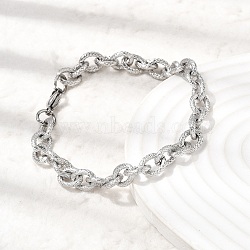 201 Stainless Steel Cable Chain Bracelets, Oval, Stainless Steel Color, 8.27 inch(21cm)(STAS-T077-14P)