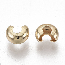 Brass Crimp Beads Covers, Nickel Free, Real 18K Gold Plated, 3.5x2.2mm, Hole: 1.4mm(X-KK-S354-214A-NF)