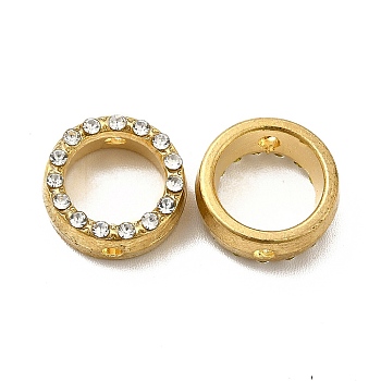 Alloy Rhinestone Bead Frame, Ring, Light Gold, 12.5x5mm, Hole: 1.6mm