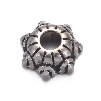 Tibetan Silver Spacer Beads, Lead Free & Nickel Free & Cadmium Free, Gear, Antique Silver, about 5mm wide, 2.1mm thick, Hole: 1mm