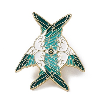 Eye of Horus with Wings Enamel Pin, Light Gold Alloy Brooch for Backpack Clothes, Turquoise, 30x26.5x2mm, Pin: 1.3mm