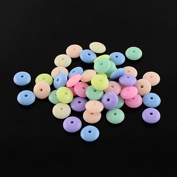 Donut Solid Color Opaque Acrylic Beads, Mixed Color, 10x4mm, Hole: 2mm, about 180pcs/50g