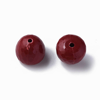 Opaque Acrylic Beads, Faceted, Teardrop, Dark Red, 15x14.5mm, Hole: 2mm, about 243pcs/500g