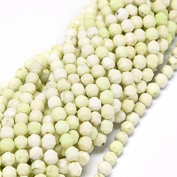 Natural Lemon Turquoise Beads Strands, Faceted, Bicone, Double Terminated Point Prism Beads, 5~6x6mm, Hole: 0.7mm, about 67pcs/strand, 15.35 inch(39cm)