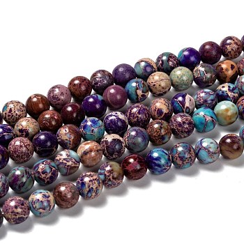 Natural Imperial Jasper Beads Strands, Dyed, Round, Blue Violet, 8mm, Hole: 1mm, about 48pcs/strand, 15.5 inch.