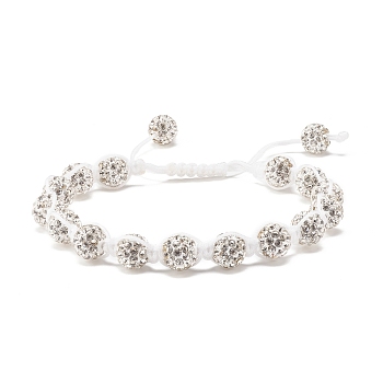Sparkling Ball Rhinestone Braided Bead Bracelet for Women, Crystal, Inner Diameter: 2~3 1/8 inch(5.2~8cm)