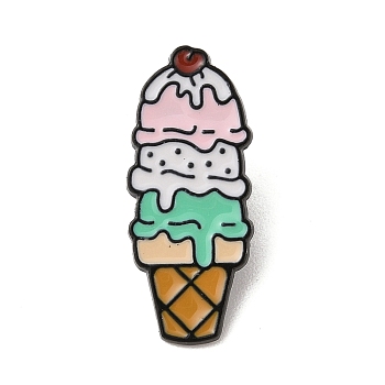 Summer Alloy Brooches, Ice Cream Enamel Pins, Colorful, 30x13mm