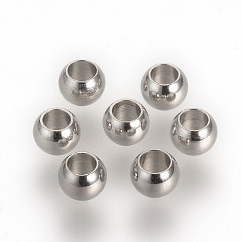 201 Stainless Steel Spacer Beads, Rondelle, Stainless Steel Color, 4x3mm, Hole: 2mm