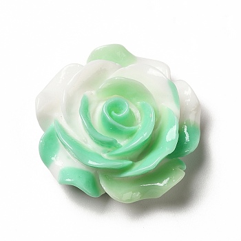 Gradient Color Opaque Resin Cabochons, Flower, Aquamarine, 28x28x12mm