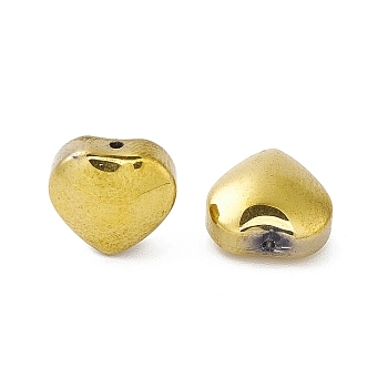 Electroplate Glass Bead, Golden Plated, Heart, Gainsboro, 10x10x5mm, Hole: 1mm