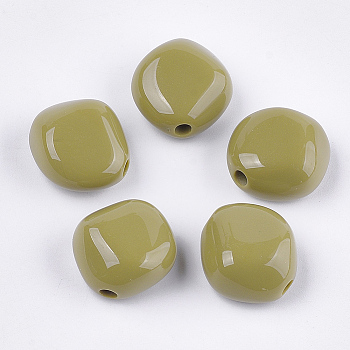 Opaque Acrylic Beads, Dark Khaki, 23x22x12.5mm, Hole: 3.5mm