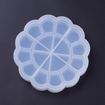 Silicone Storage Box Molds, Resin Casting Molds, For UV Resin, Epoxy Resin Jewelry Making, Flower, White, 128x9mm, 132x21mm