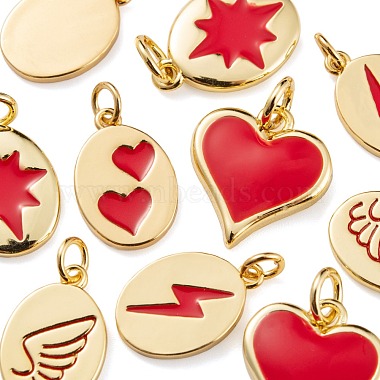 10Pcs 5 Style Real 18K Gold Plated Brass with Jump Rings Enamel Charms(KK-LS0001-36)-4