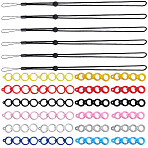 6Pcs Adjustable Polyester Neck Lanyard, for Pen, Phone, Badge Holder, with 12 Style Silicone Pendant, Mixed Color(DIY-GF0008-38C)