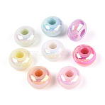 UV Plating Luminous Opaque Acrylic European Beads, Rondelle, Glow in the Dark, Large Hole Bead, Mixed Color, 13.5x8mm, Hole: 4.8mm(X-OACR-N154-04)