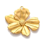 304 Stainless Steel Pendants, Flower Charm, Real 18K Gold Plated, 40x41x3mm, Hole: 2.5mm(X-STAS-M072-11B-G)